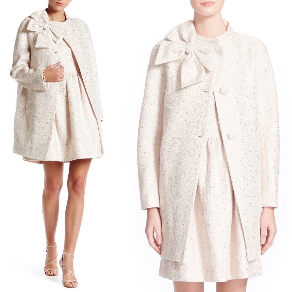 Kate Spade | Dorothy Sequin Tweed Bow Neck Coat